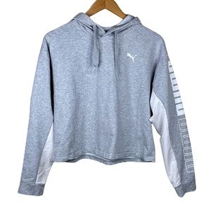 Puma Cropped Gray Hoodie Sweatshirt Womens Size Large